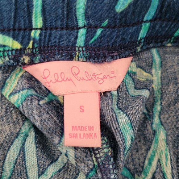 Lilly Pulitzer Piper Crop Bamboo Print Pants Womens Sz S Blue Resortwear Casual - Picture 3 of 6